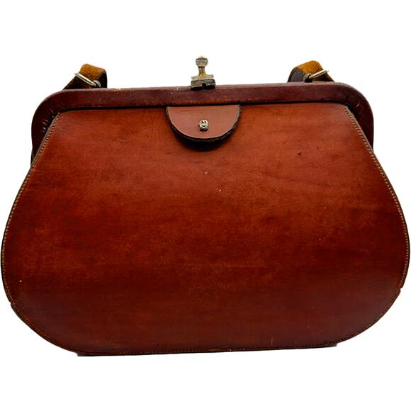 Vintage Etienne Aigner Handmade Leather Structured Frame Handbag Crossbody Purse - Picture 1 of 11